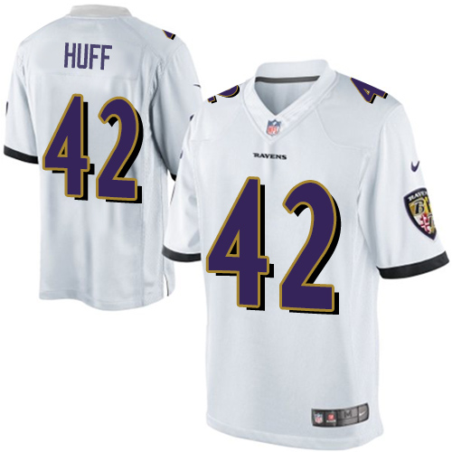 Men's Limited Marqueston Huff Nike Jersey White Road - #42 NFL Baltimore Ravens